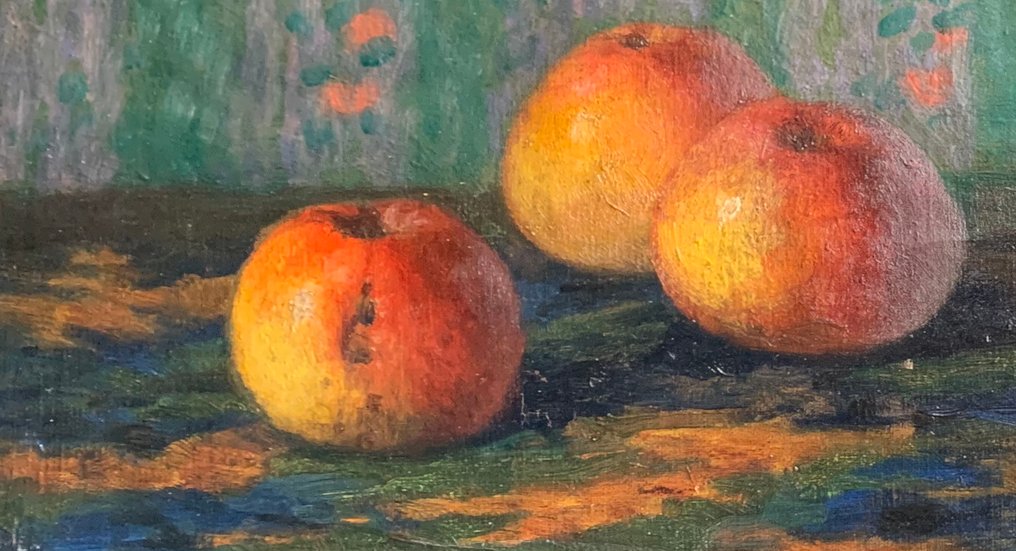 Attribué à Edmond Lesage, 1924 - Pommes dans un intérieur Nabi #2.1