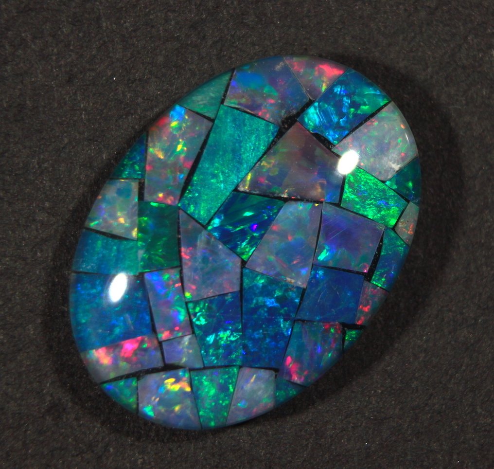 Free shipping, 7.20 carats, Australian Mosaic Triplet Opal Cabochon - Height: 18 mm - Width: 13 mm- 1.44 g #4.3