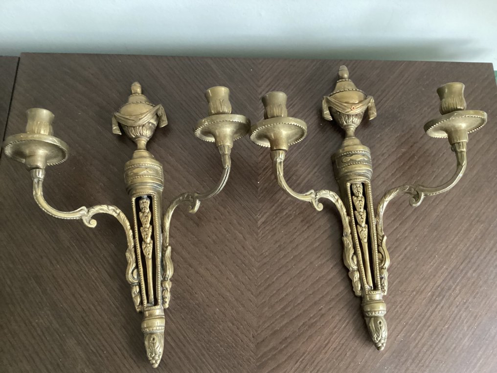Candeliere Appli wall sconces pronte per essere elettrificate. (2) - Bronzo #3.2