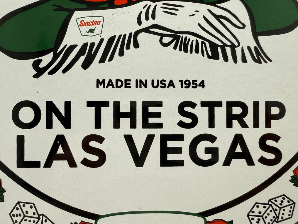 Sinclair - 访问德州玫瑰赌场 Sinclair Station 在拉斯维加斯大道上 - 广告标牌 - 搪瓷, 金属 #3.2