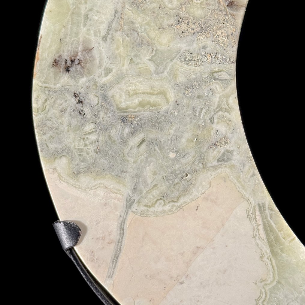 Ei varauksellista hintaa - Kaunis onyksi Vasemmalle kääntyvä kuunsarvimainen esine räätälöidyssä jalustassa - Korkeus: 28 cm - Leveys: 15.5 cm- 1600 g - (1) #3.2