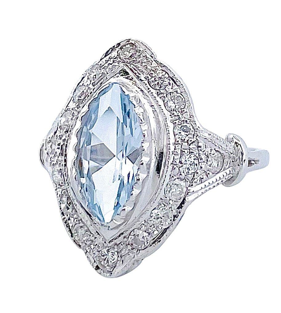 戒指 白金 黄宝石 - 钻石 #4.3