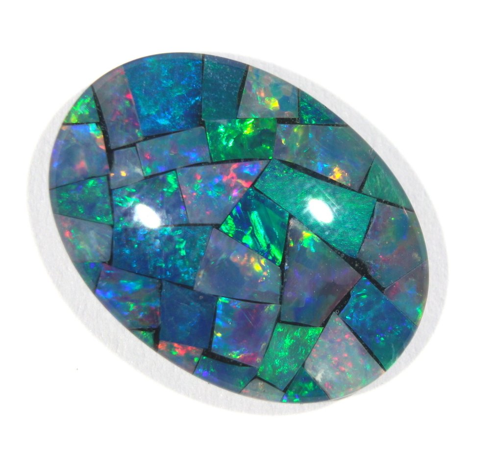 Free shipping, 7.20 carats, Australian Mosaic Triplet Opal Cabochon - Height: 18 mm - Width: 13 mm- 1.44 g #1.0