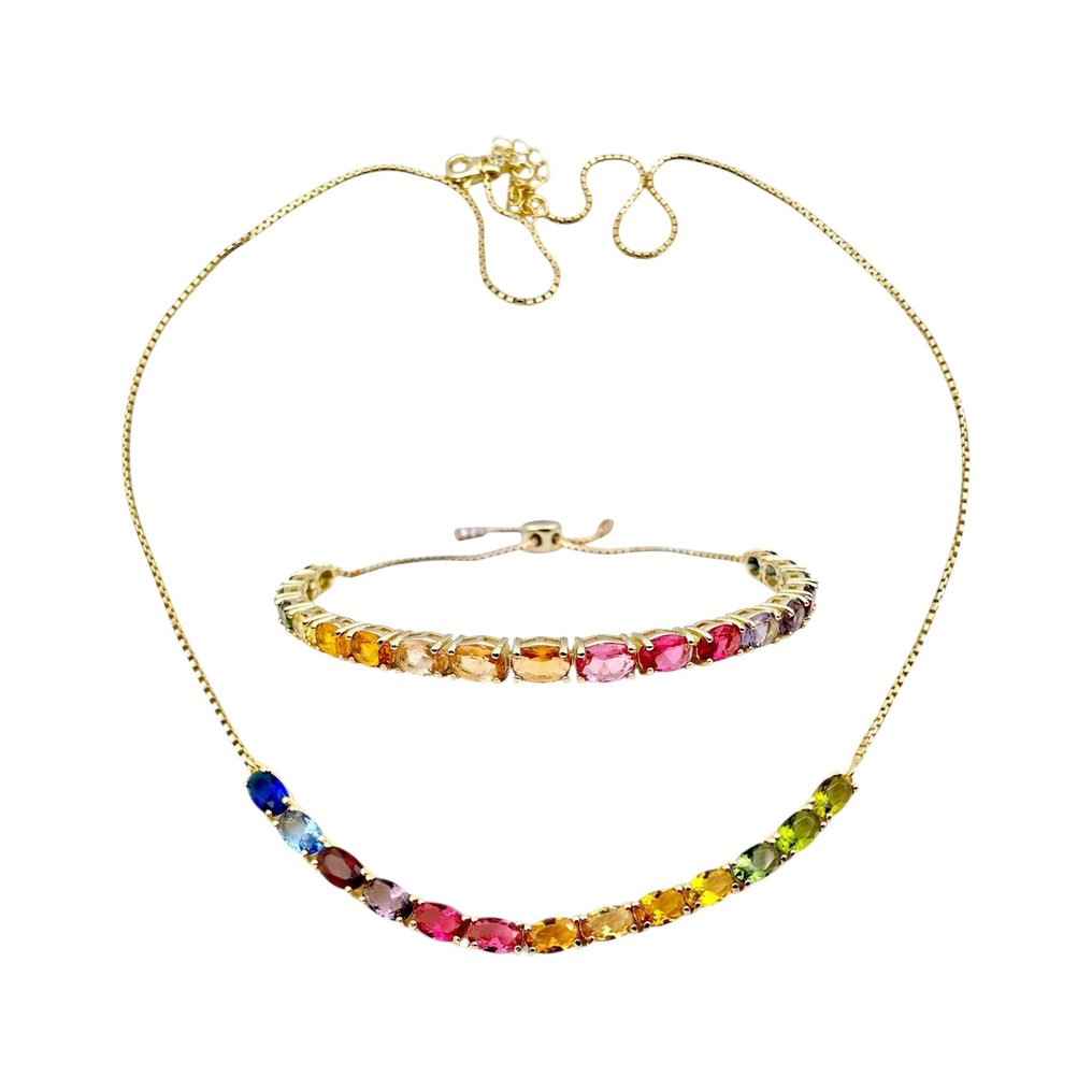 Sans prix de réserve - Ensemble de bijoux 2 pièces Argent, Plaqué or #1.0