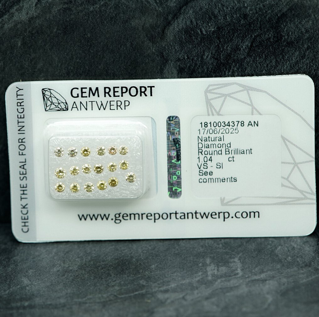 18 pcs 钻石  (天然)  - 1.04 ct - 圆形 - VS1 轻微内含一级, SI1 微内含一级 - 安特卫普宝石报告（GRA） #1.0