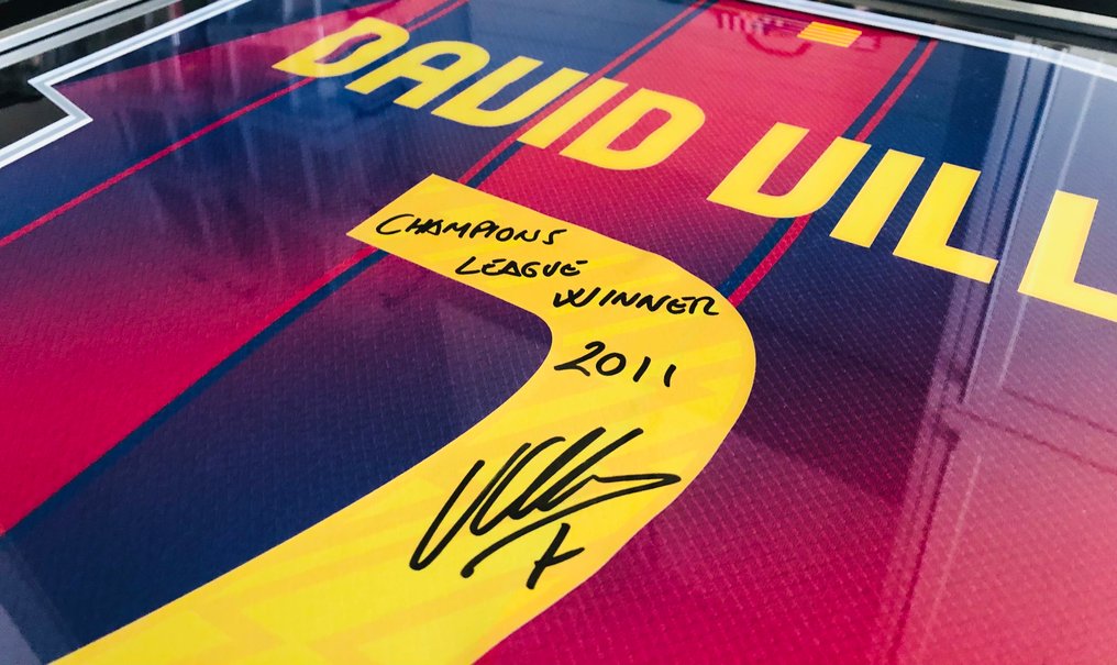 David Villa - 框架签名巴塞罗那2025-26足球衫：2011年欧洲冠军联赛获胜者铭文  #3.2