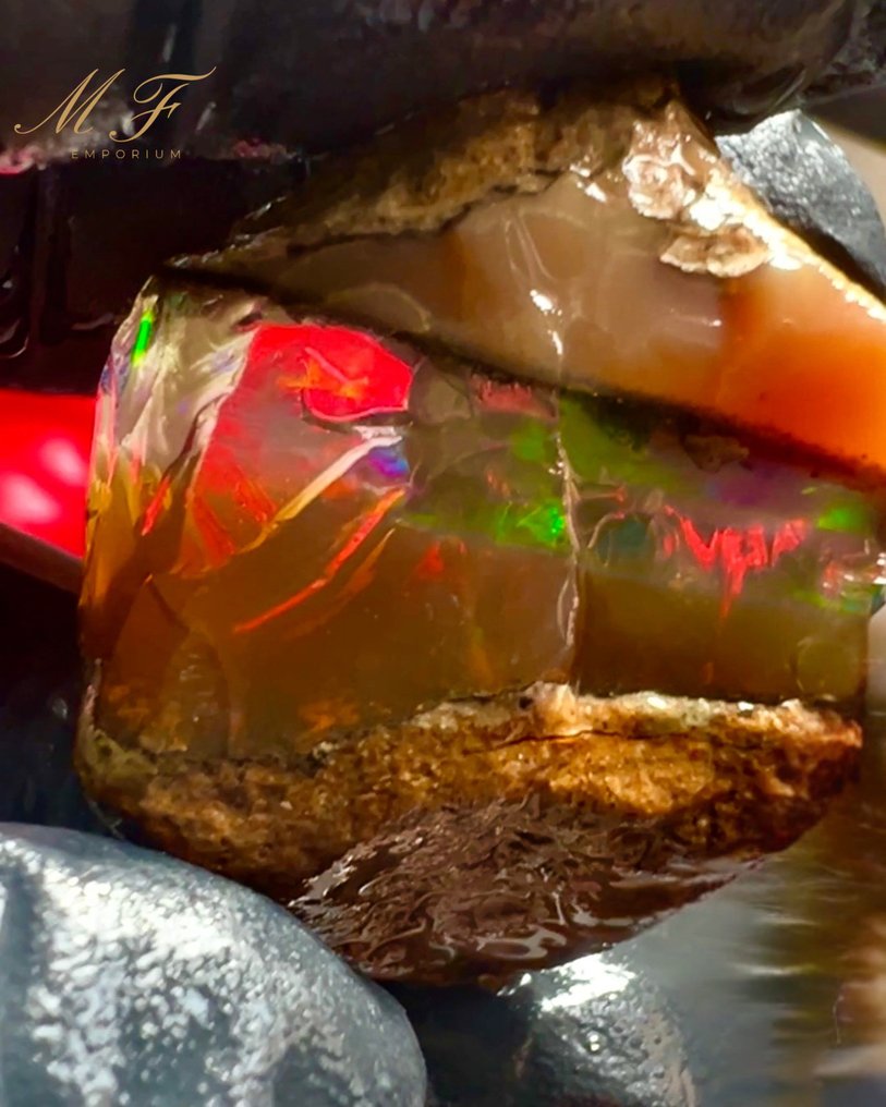 100 Karat - Natürlicher kristalliner Opal AAA+++ XXL - ungeschliffen Kristallopal von hoher Qualität - Höhe: 40 mm - Breite: 25 mm- 20 g - (1) #3.2