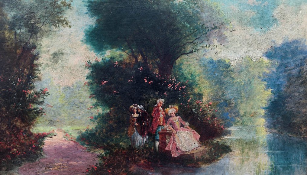 École française (XIX) - Scène romantique de plein air #1.0