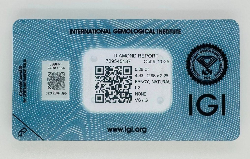 没有保留价 - 1 pcs 钻石  (天然)  - 0.28 ct - 矩形 - I2 内含二级 - 国际宝石研究院（IGI） #2.1