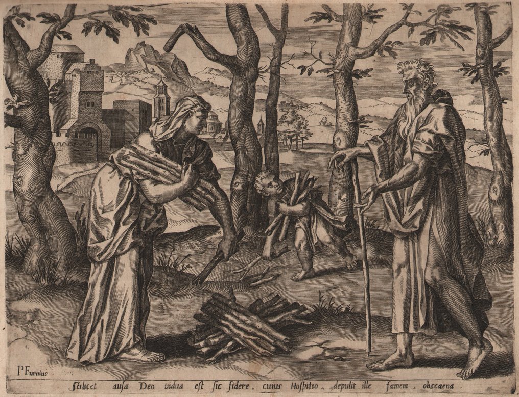 Pieter Jalhea Furnius (1545 -1610) - Elijah and the widow of Zarephath #1.0