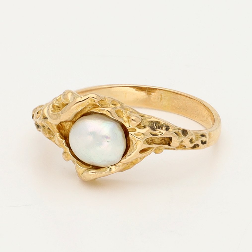 戒指 - 18K包金 黄金 - 珍珠 #1.0