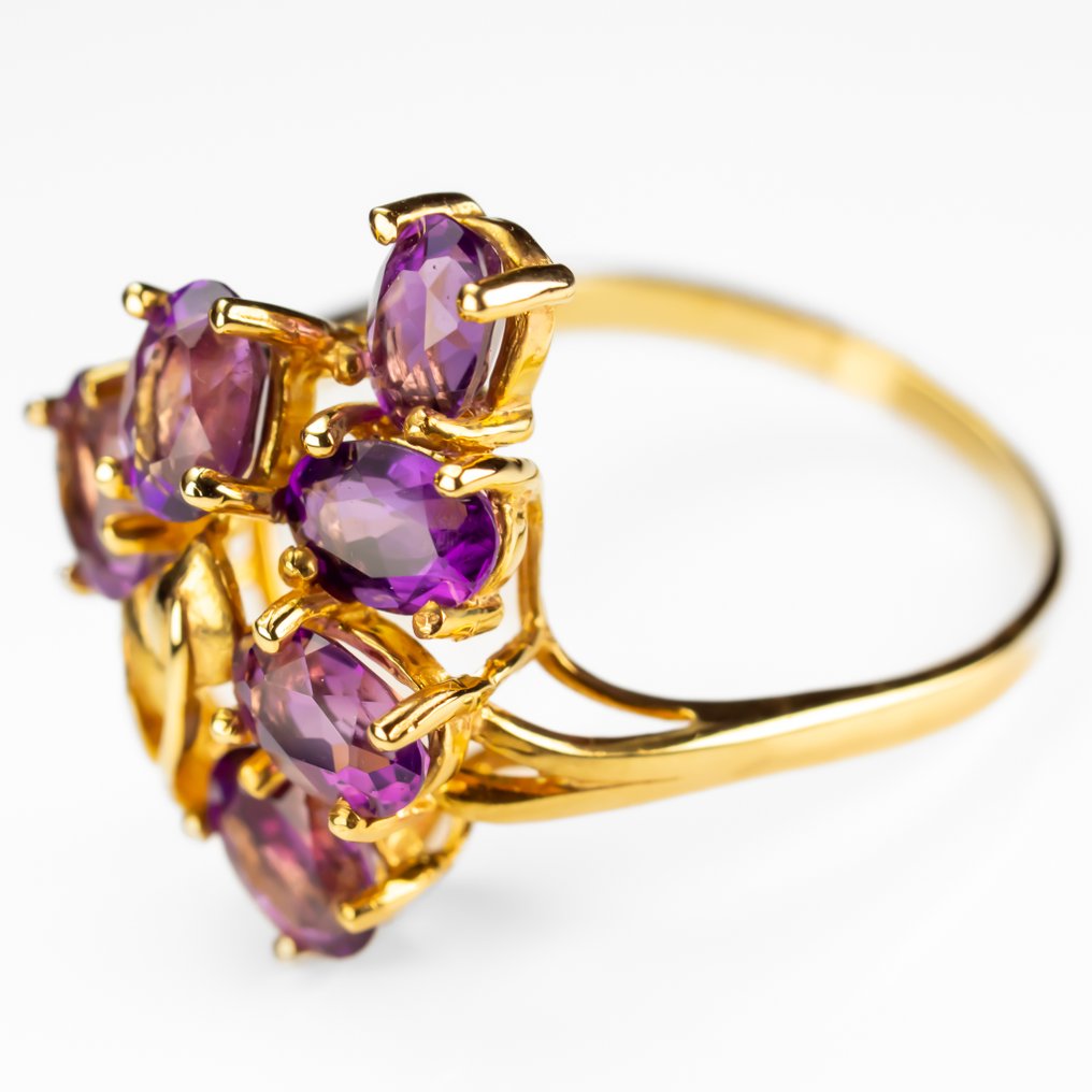 Ring - 14 karat Gulguld - 3.00ct. tw. Ametyst #1.0