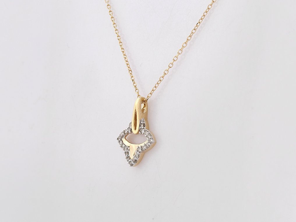 Κολιέ με μενταγιόν - 14 καράτια Κίτρινο χρυσό - 0.12ct. tw. Διαμάντι (Φυσικό) #4.3