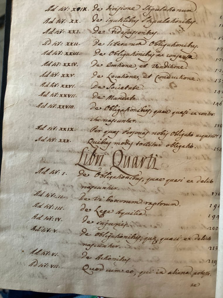 Ignoto - Manoscritto giuridico – Institutiones Iustiniani, Libri III–IV – 1751 – 317 pp - 1751 #2.1