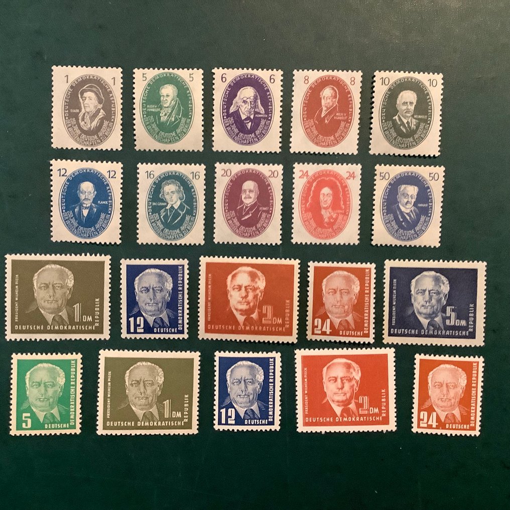 GDR 1950/1952 - Academies and Pieck I and II - Michel 251/255, 261/270 en 332/326 #1.0