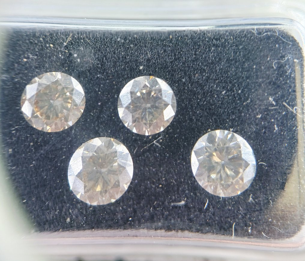 没有保留价 - 4 pcs 钻石  (天然)  - 1.23 ct - 圆形 - H, K - SI1 微内含一级, VVS1 极轻微内含一级 - 以色列宝石中心（G.C.I.） #1.0