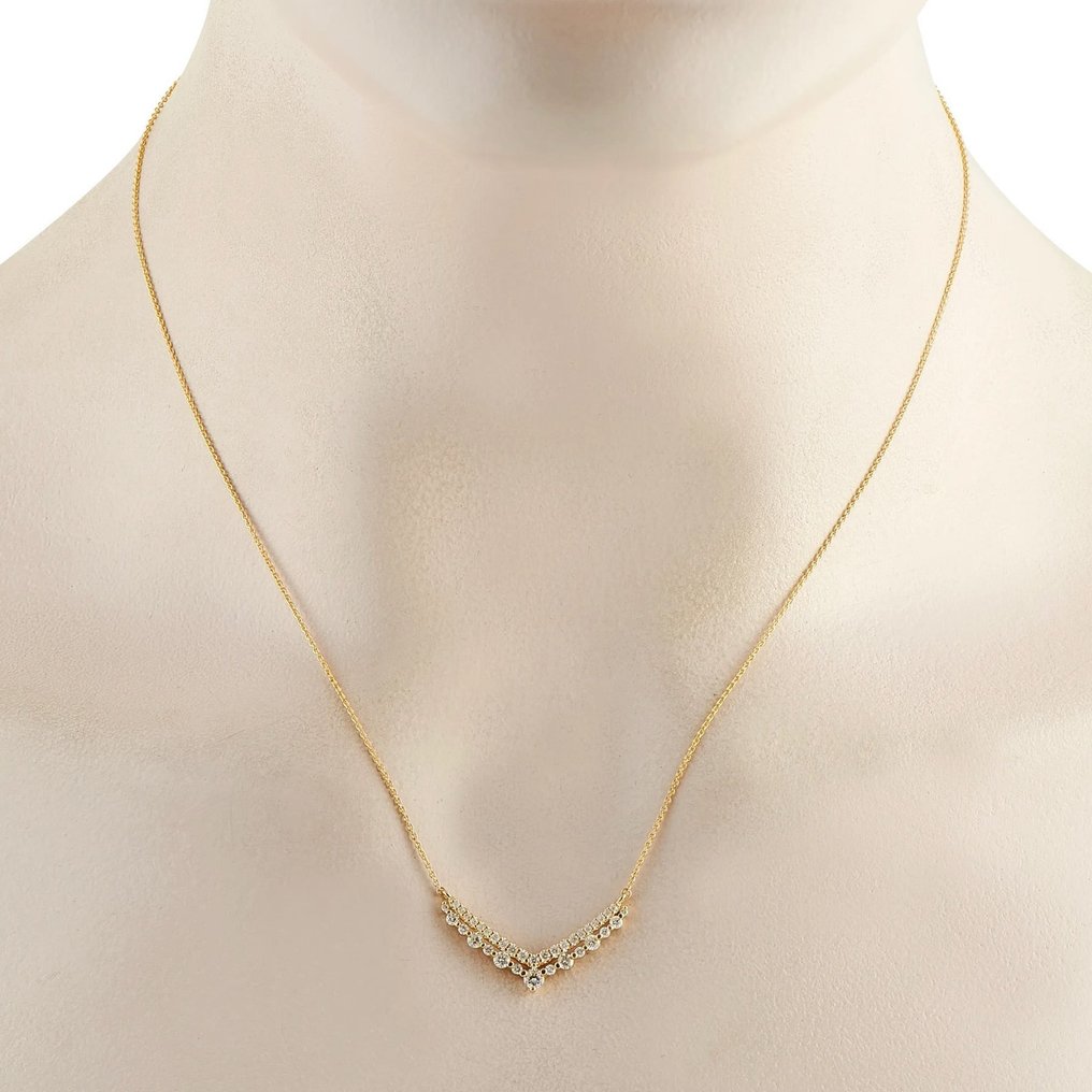 项链 - 14K包金 黄金 - 0.50ct. tw. 钻石 (天然) #3.2