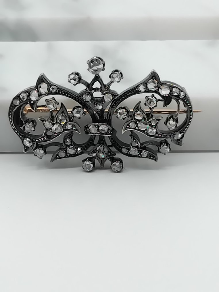 没有保留价 - 珠宝别针 - 18K包金 银, 黄金 钻石 (天然)  - 第二帝国拿破仑三世 #1.0