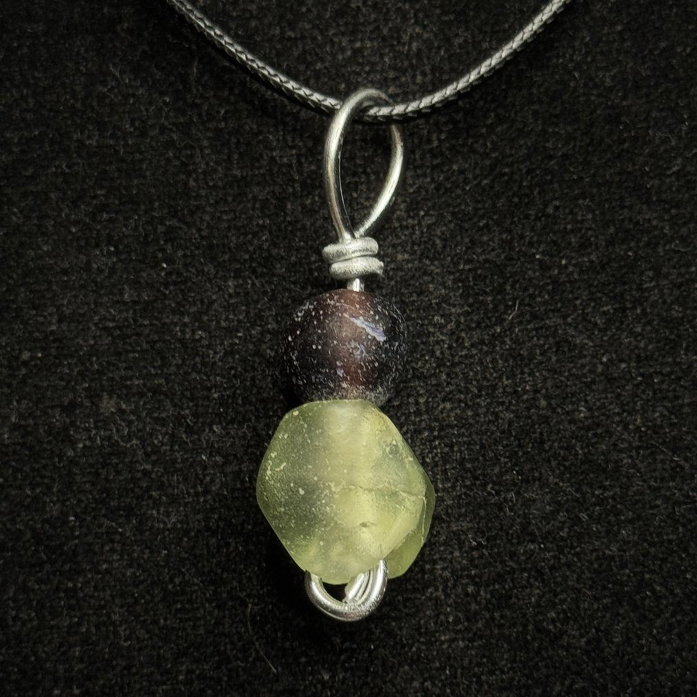 古罗马,共和国 玻璃 古罗马玻璃珠项链——公元1至3世纪左右 (没有保留价) #2.1