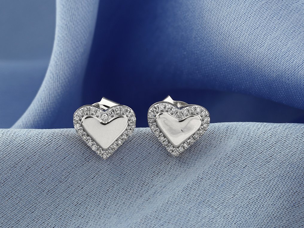 耳環 - 14 克拉 白金 - 0.09ct. tw. 鉆石 (天然) #4.3