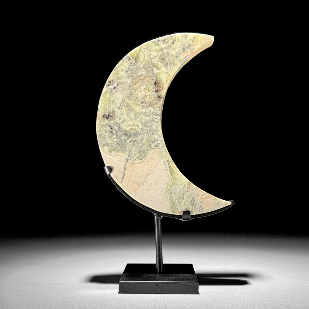 Ei varauksellista hintaa - Kaunis onyksi Vasemmalle kääntyvä kuunsarvimainen esine räätälöidyssä jalustassa - Korkeus: 28 cm - Leveys: 15.5 cm- 1600 g - (1) #1.0