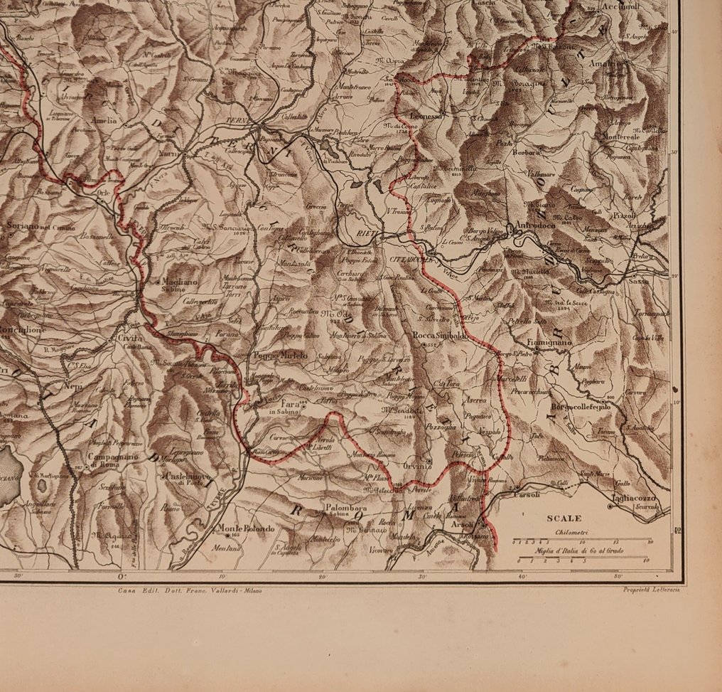 Italy - Umbria; G. Bonatti / F. Vallardi - Carta della Provincia di Perugia e parte di quelle confinanti [...] - 1881-1900 #3.2
