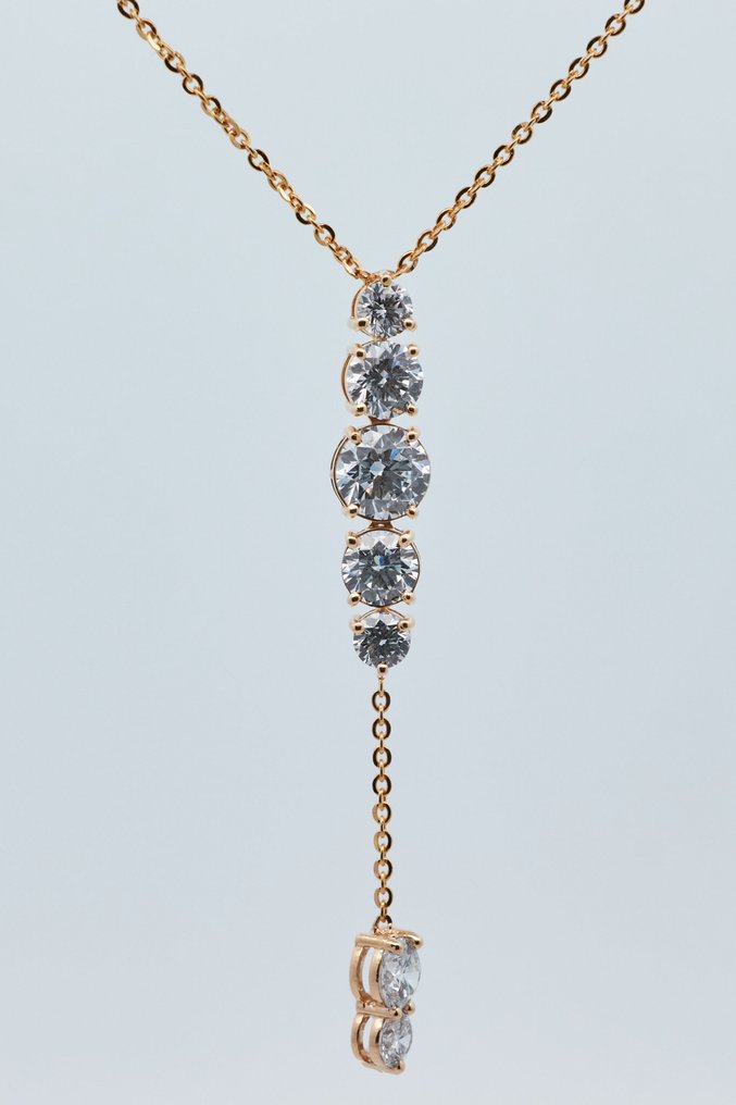 没有保留价 - 项链 - 14K包金 黄金 - 2.10ct. tw. 钻石 (实验室培育) - 钻石 #1.0