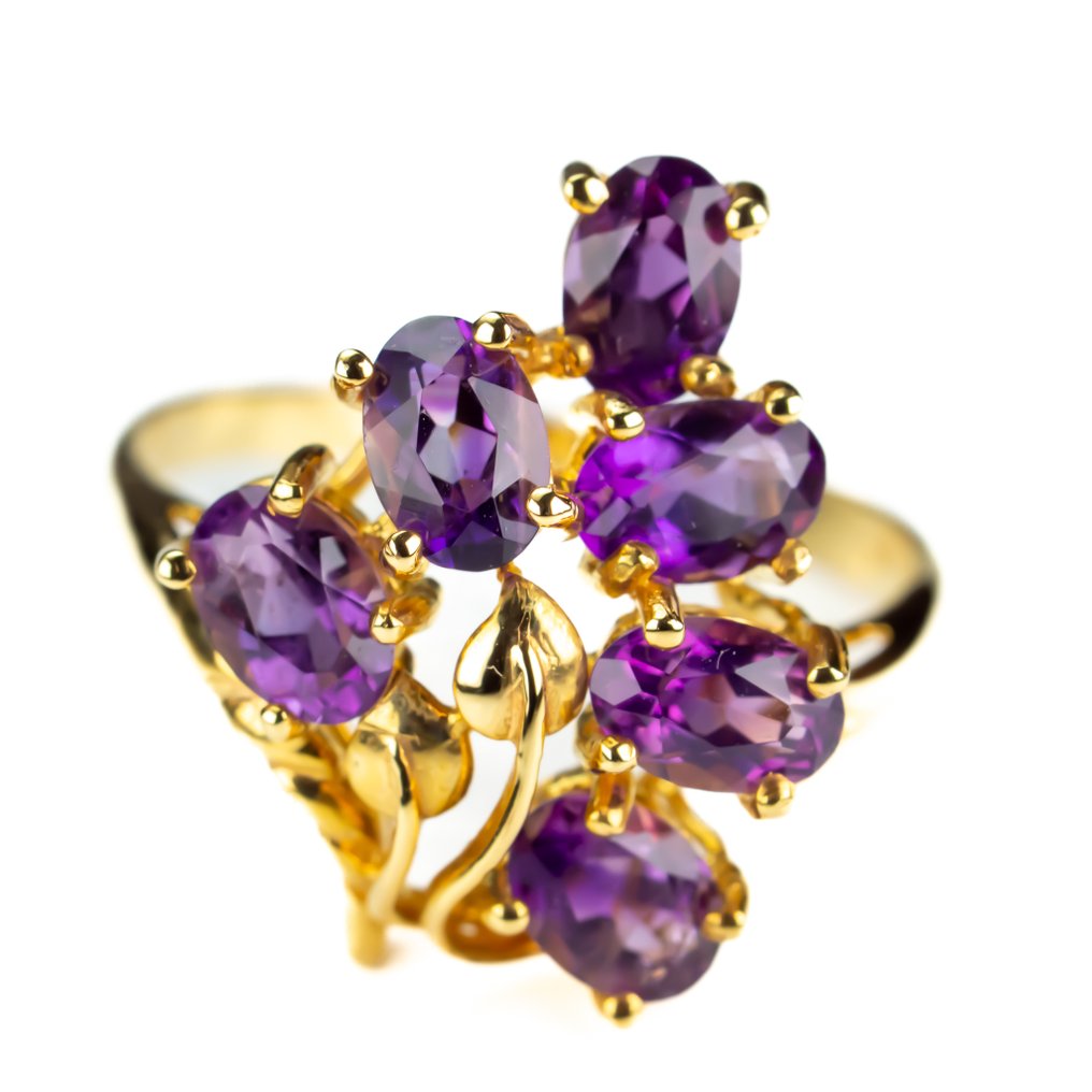 Ring - 14 karat Gulguld - 3.00ct. tw. Ametyst #1.0