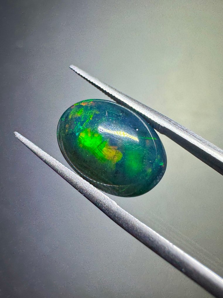 一套2颗来自埃塞俄比亚的黑欧泊，重6.16克拉。无底价。 天然圆形宝石- 1.23 g #1.0