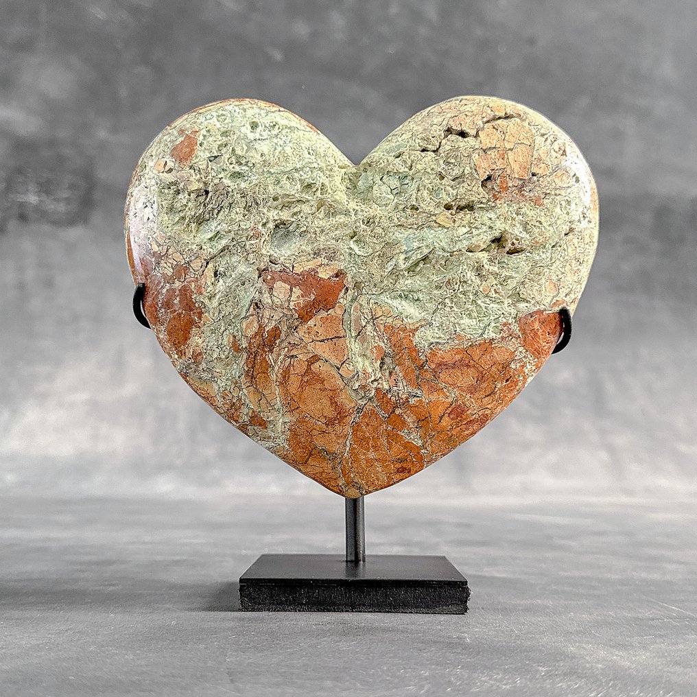Senza prezzo di riserva - Splendida coppia di Smithsonite verde. A forma di cuore su supporti personalizzati - Altezza: 19.3 cm - Larghezza: 17.7 cm- 3200 g - (2) #1.0