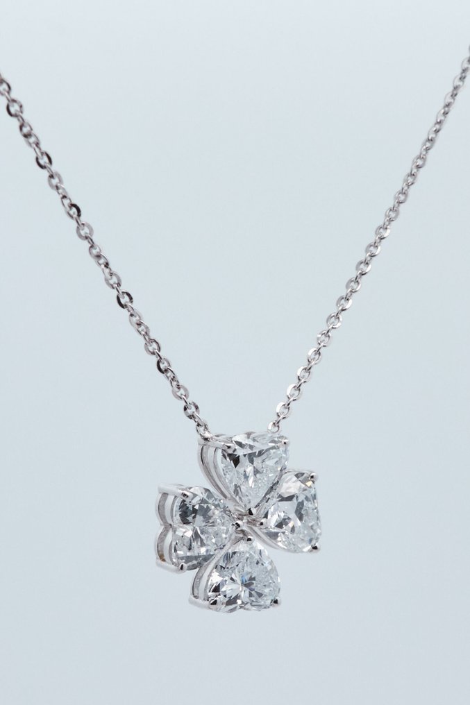 Ei pohjahintaa - Kaulakoru - 14 kt. Valkokulta -  2.91ct. tw. Timantti (Laboratoriossa kasvatettu) - Timantti #1.0