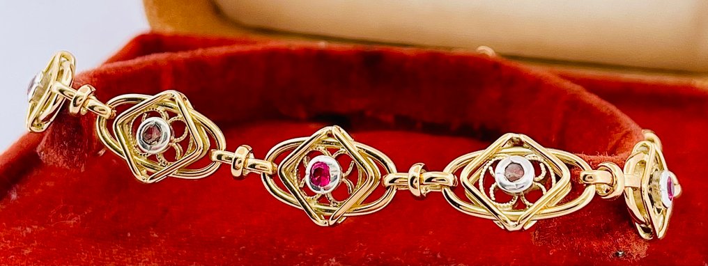 Bracelet - 18 kt. Yellow gold Diamond (Natural) - Ruby #1.0
