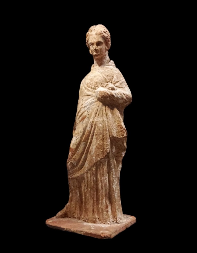 Αρχαία Ελλάδα Εύγευστη στατούλα της Τανάγρας με ντραπέ - 4ος αιώνας π.Χ. #2.1