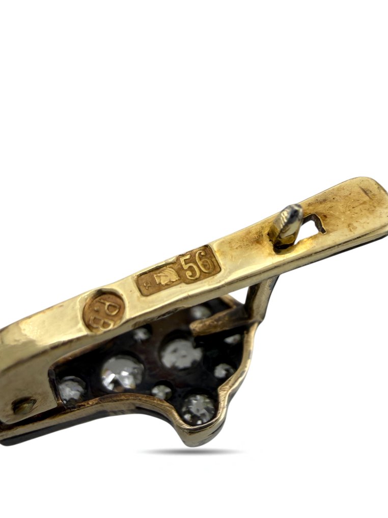 耳环 - 14K包金 黄金, 古董俄罗斯56K黄金沙金,重2.46克拉,配赭石耳环 钻石 (天然) #4.3