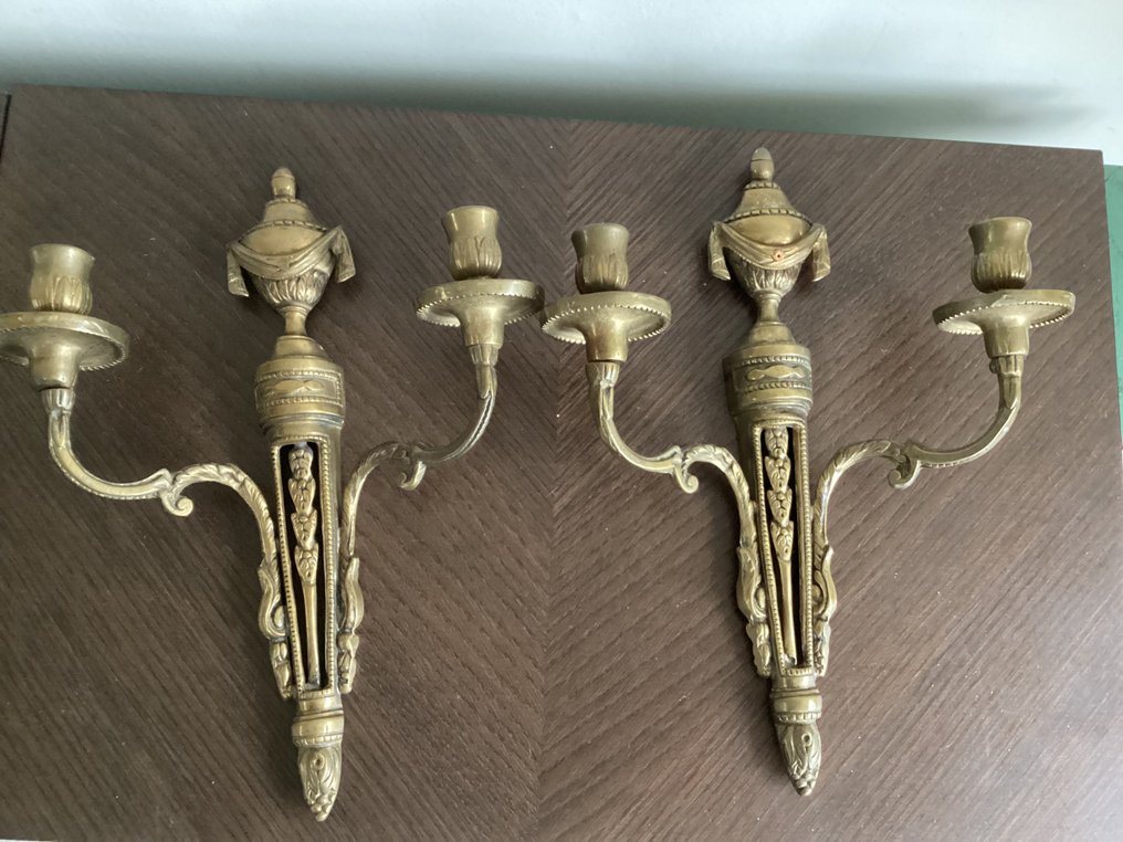 Candeliere Appli wall sconces pronte per essere elettrificate. (2) - Bronzo #4.3
