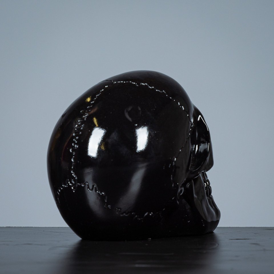 雕刻, Zwarte schedel - 180 mm - 180 mm - 樹脂 - 2022 #4.3