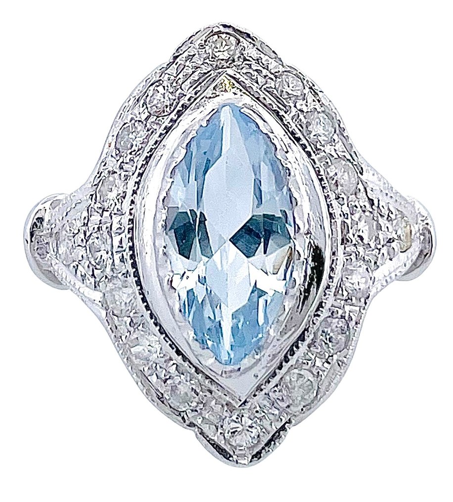 戒指 白金 黄宝石 - 钻石 #1.0