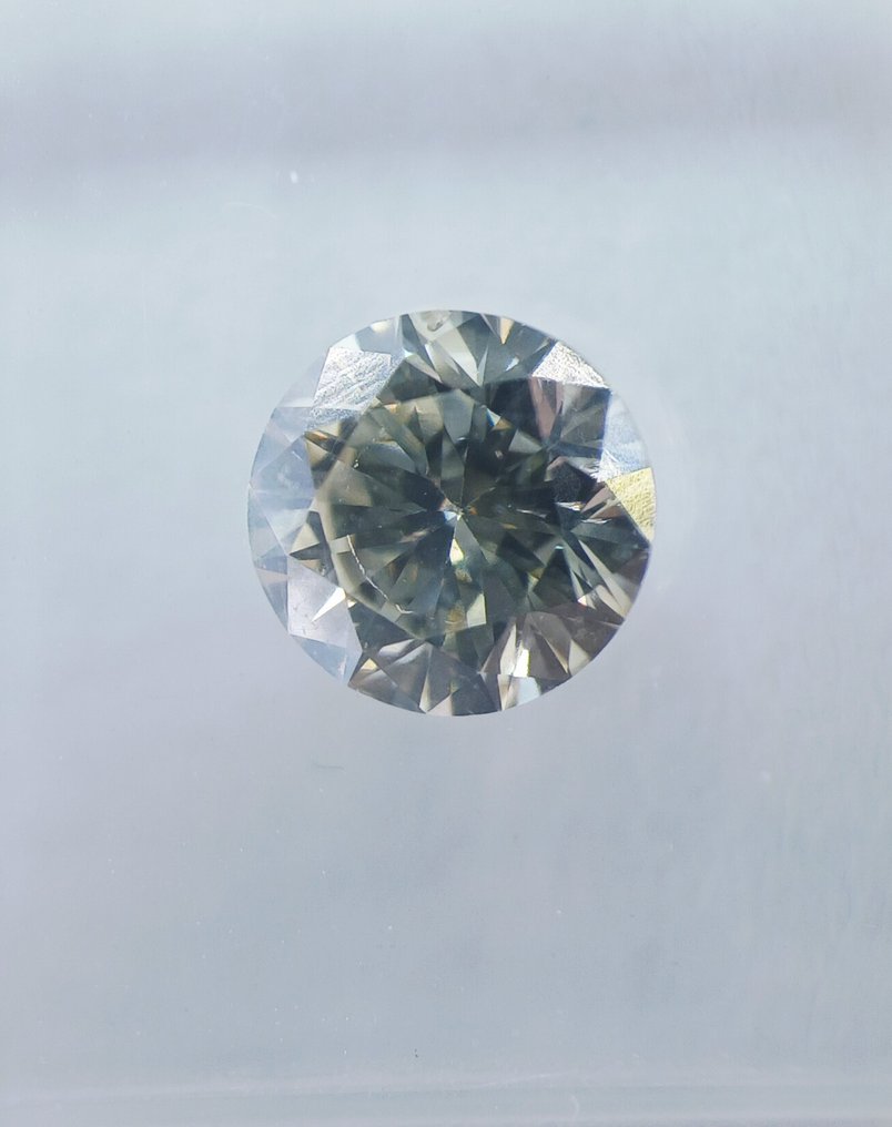 Fără preț de rezervă - 1 pcs Diamant (Colorat natural) - 0.50 ct - Rotund - Fancy light Cenușiu, verzui Galben - SI1 - IGI (Institutul gemologic internațional) #2.1