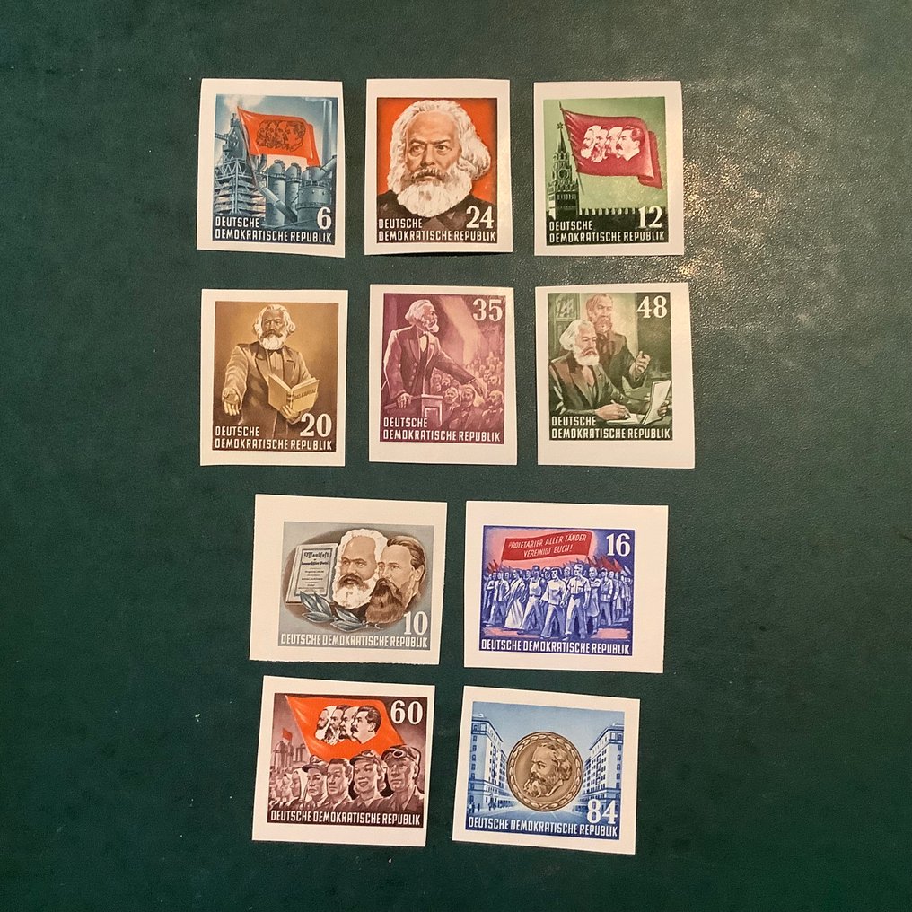 DDR 1953 - Ungetragene Siegel aus den Marx-Blöcken. - Michel 386/395 B #1.0