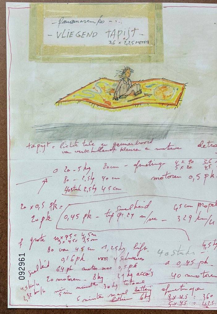 Panamarenko (1940-2019) - Vliegend tapijt (Handgesigneerd) + krant #4.3