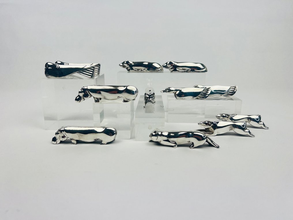 Orfèvre Ercuis - 餐刀架 (13) - Dieren - 镀银 - 迷你动物 Art Deco #1.0