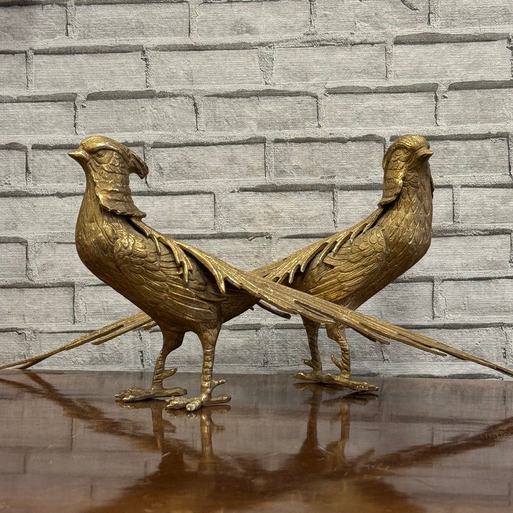 Figurine - Pair of Bronze Pheasants (2) - Cold painted bronze #1.0