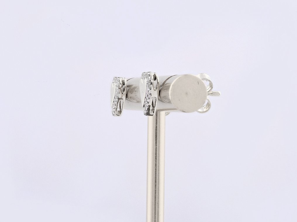 耳環 - 14 克拉 白金 - 0.09ct. tw. 鉆石 (天然) #2.1