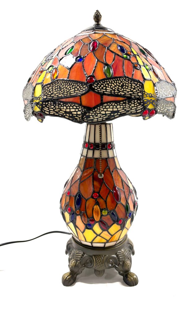 Table lamp - Yellow–Orange Stained-Glass Table Lamp in Tiffany Style - Stained Glass - Tiffany-style table lamp #1.0