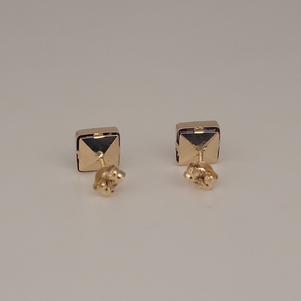 Nincs minimálár - Drop fülbevaló - 18 kt. Sárga arany - 2.60ct. tw. Ametiszt #4.3