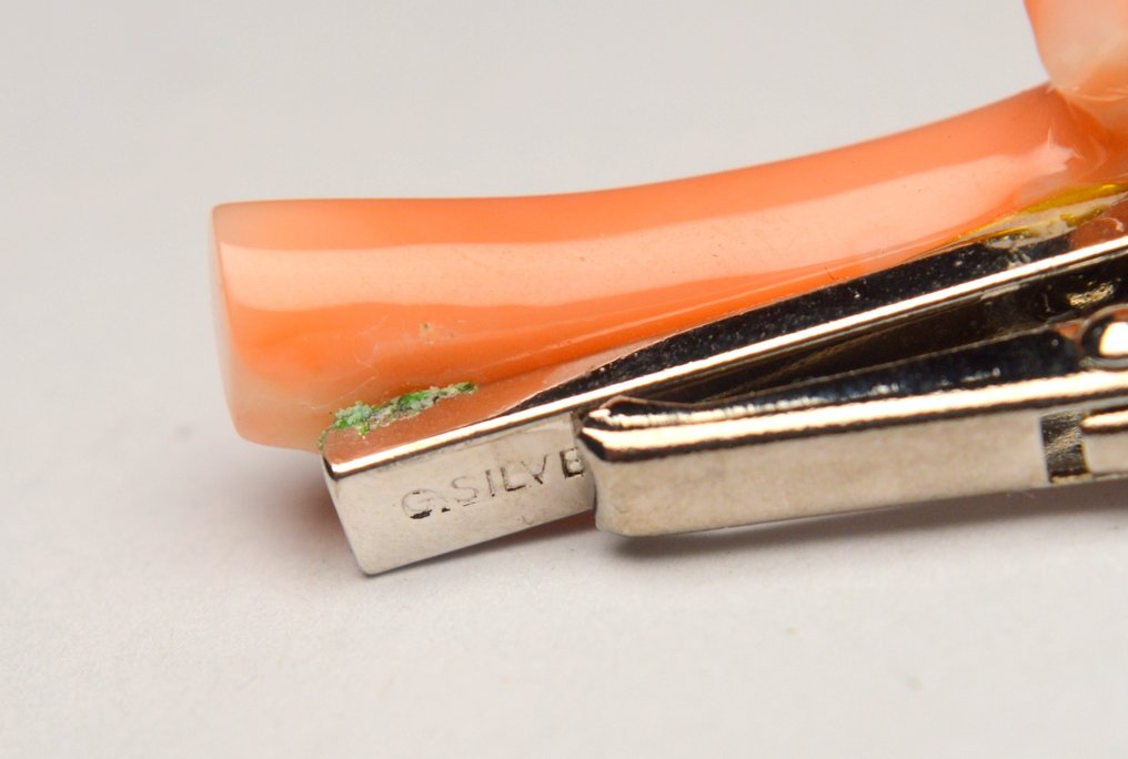 珊瑚 - 銀 - 領帶夾 - 天使肌粉色 #4.3