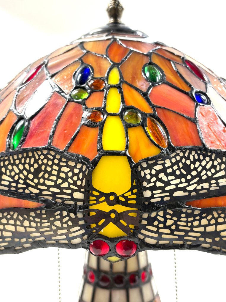 Table lamp - Yellow–Orange Stained-Glass Table Lamp in Tiffany Style - Stained Glass - Tiffany-style table lamp #3.2