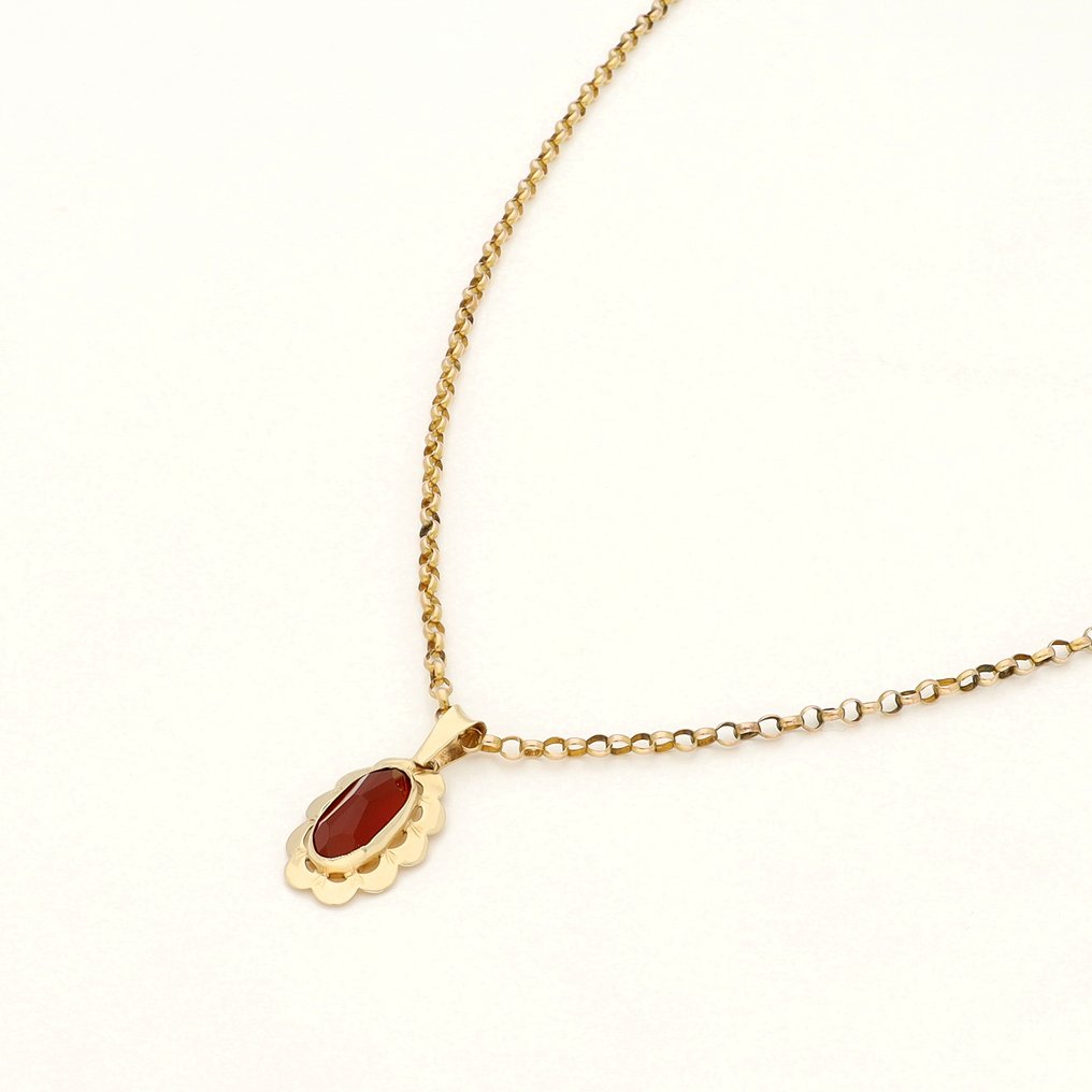 项链 - 14K包金 黄金 红玉髓 #2.1