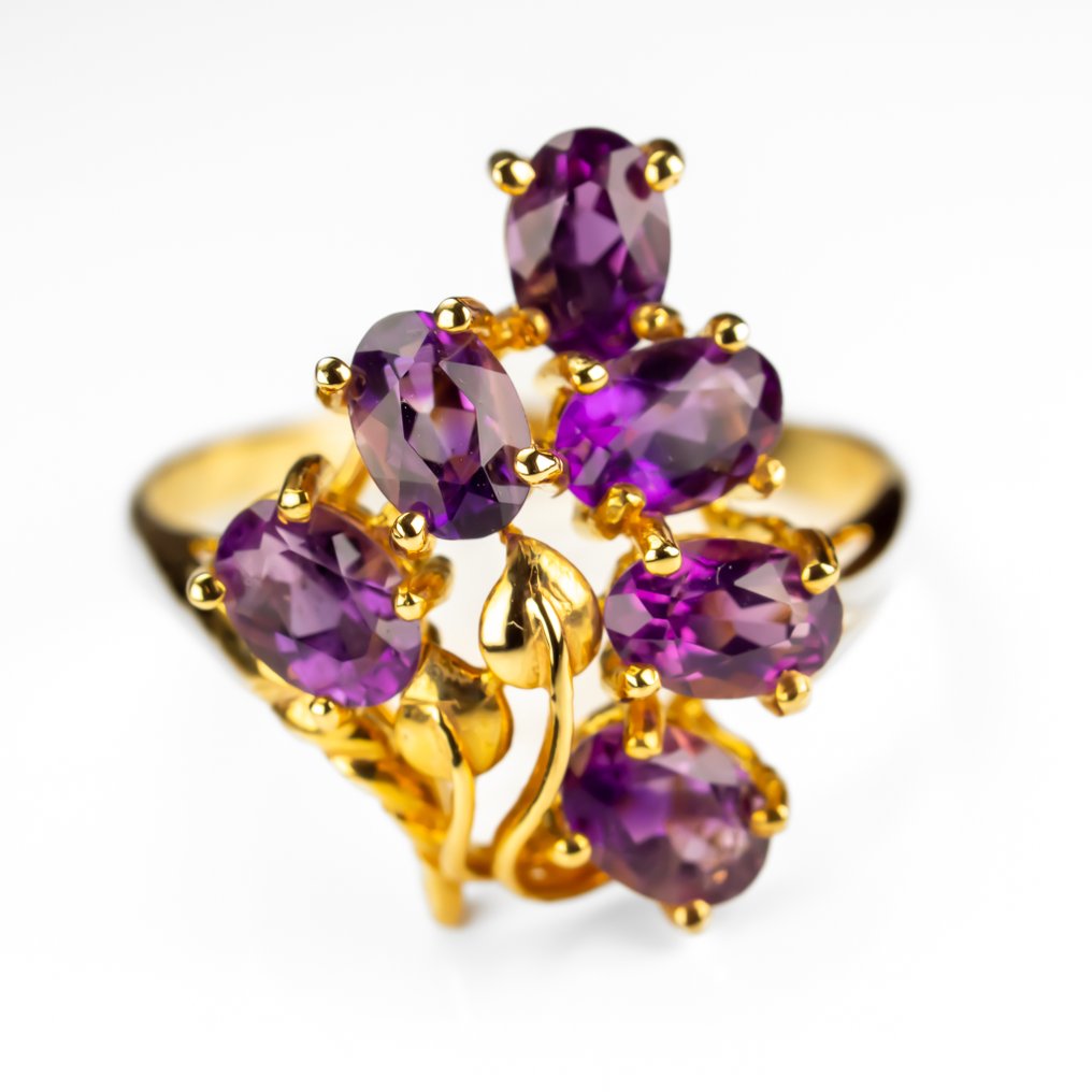 Ring - 14 karat Gulguld - 3.00ct. tw. Ametyst #2.1