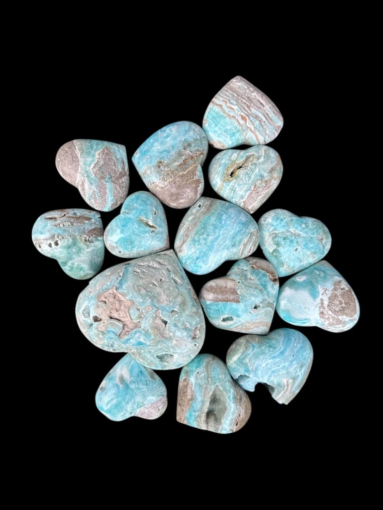 无底价/极高品质的蓝色阿拉贡石 心形- 1230 g - (14) #1.0